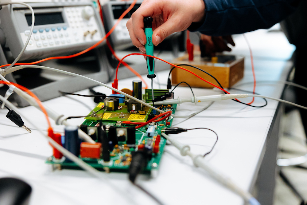 Close up of an electrical circuit board